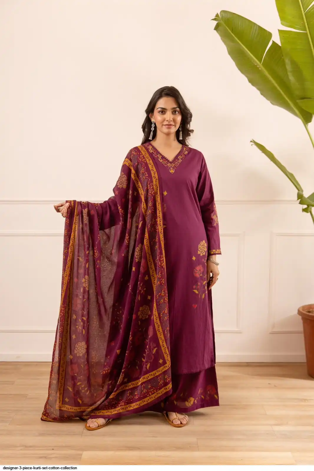 DESIGNER 3 PIECE KURTI SET COTTON COLLECTION H