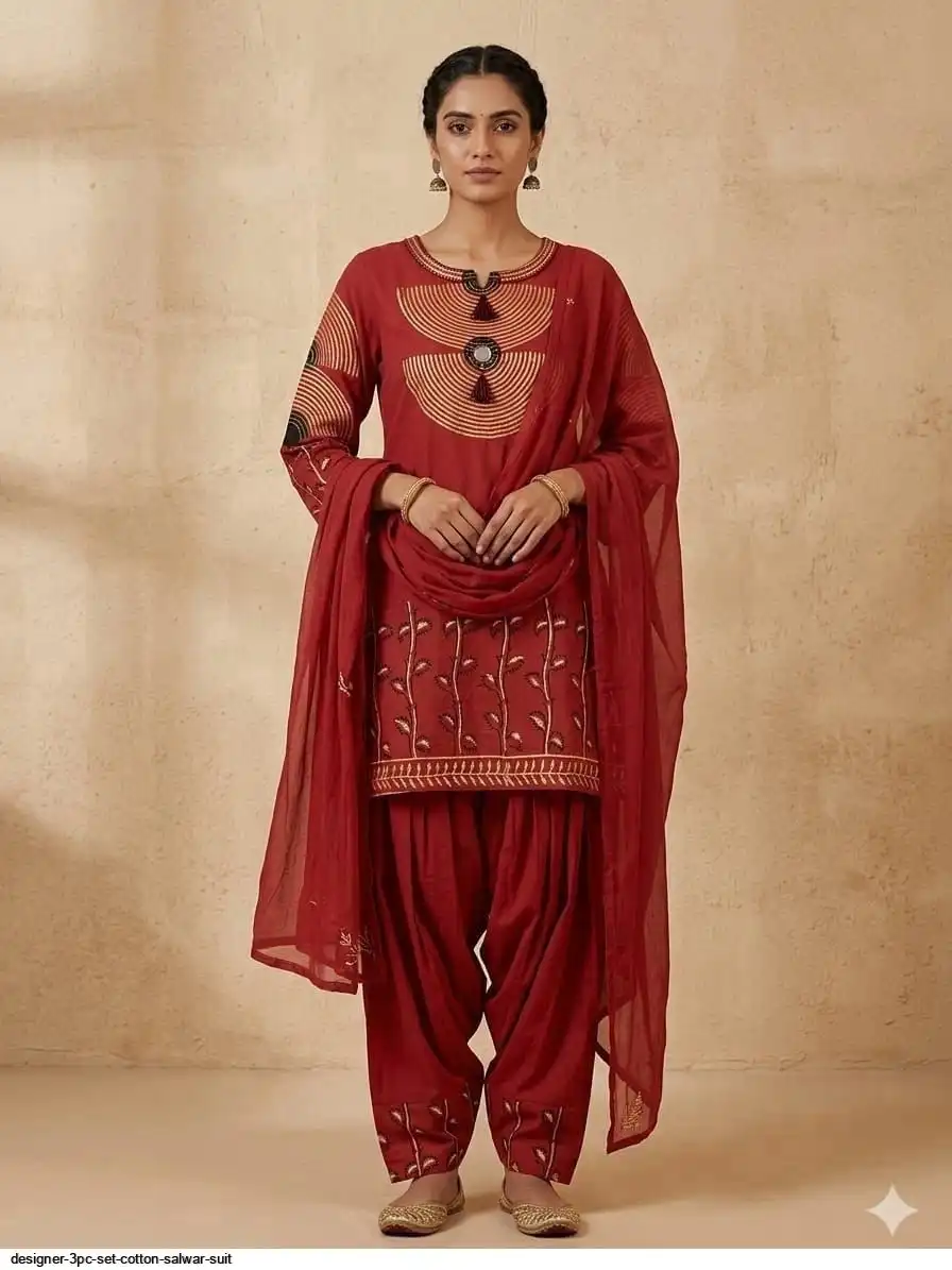 DESIGNER 3PC SET COTTON SALWAR SUIT A