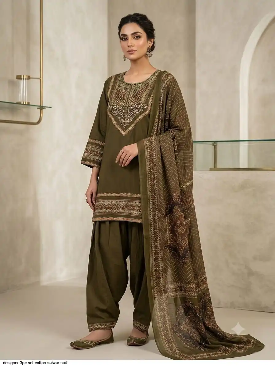 DESIGNER 3PC SET COTTON SALWAR SUIT G