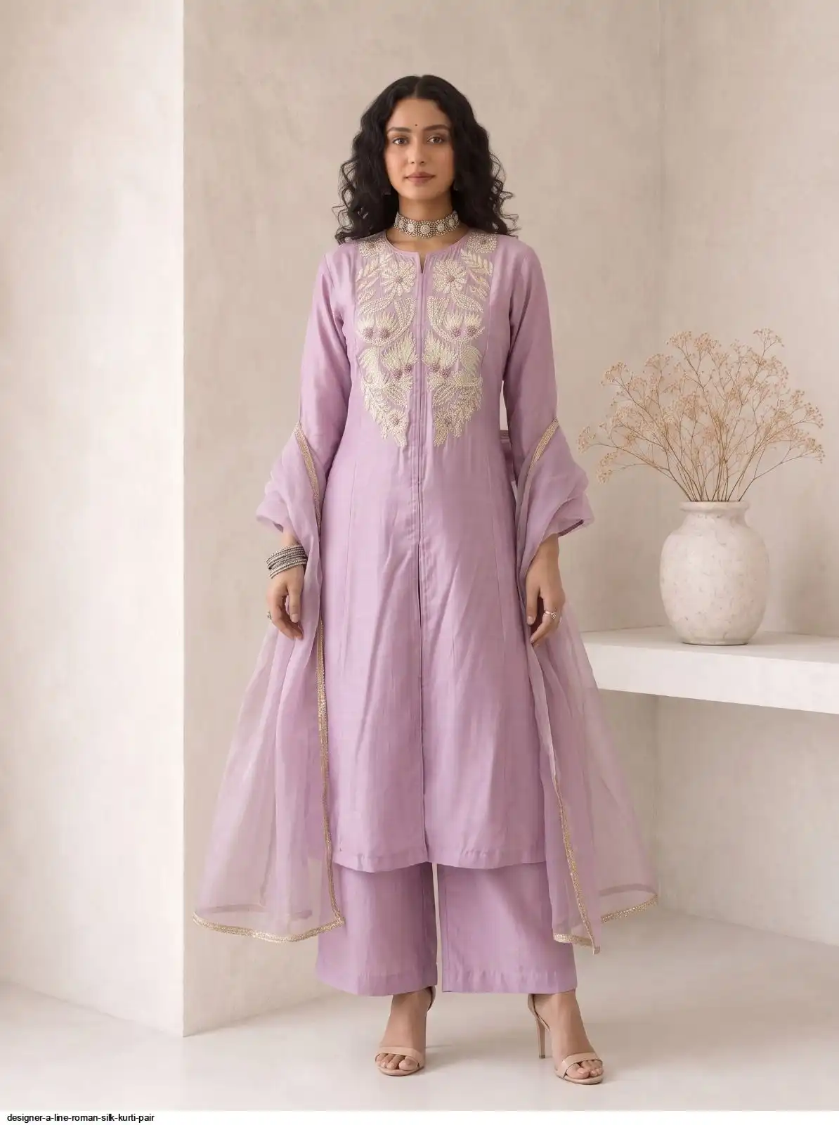 DESIGNER A LINE ROMAN SILK KURTI PAIR B