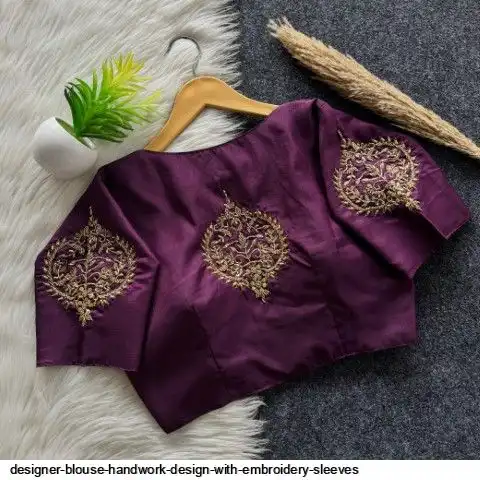 DESIGNER BLOUSE HANDWORK DESIGN WITH EMBROIDERY SLEEVES 1