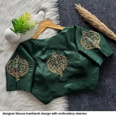 DESIGNER BLOUSE HANDWORK DESIGN WITH EMBROIDERY SLEEVES 5