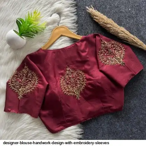 DESIGNER BLOUSE HANDWORK DESIGN WITH EMBROIDERY SLEEVES 4