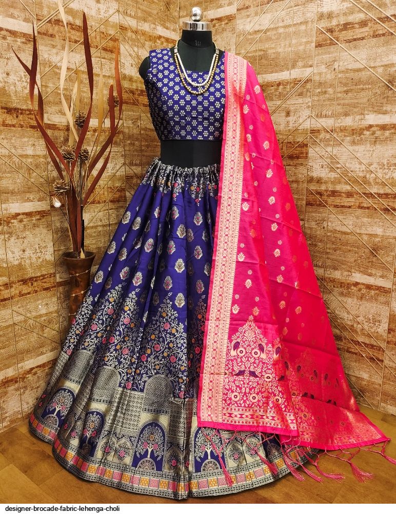 Buy Red Brocade Embroidered Zari Work Lotus Lehenga And Choli Set For Girls  by P & S Co Online at Aza Fashions.