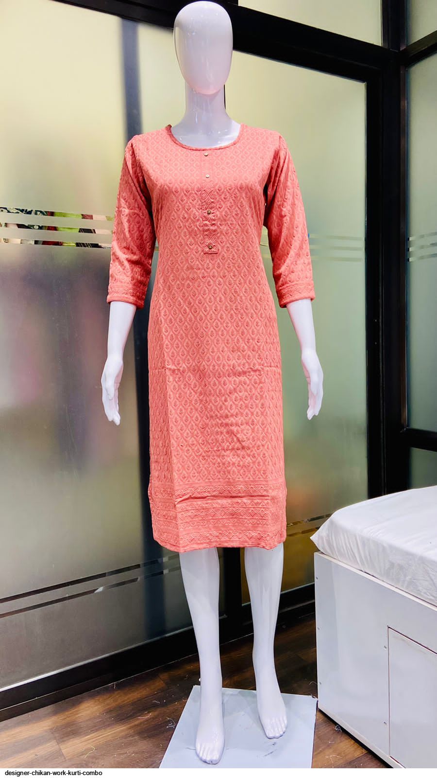 DESIGNER CHIKAN WORK KURTI COMBO