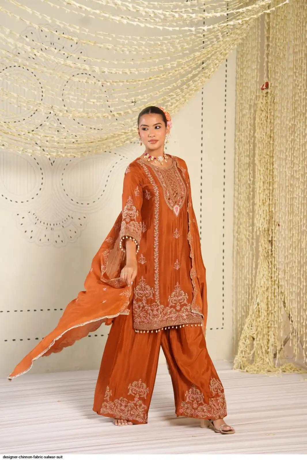 DESIGNER CHINNON FABRIC SALWAR SUIT A