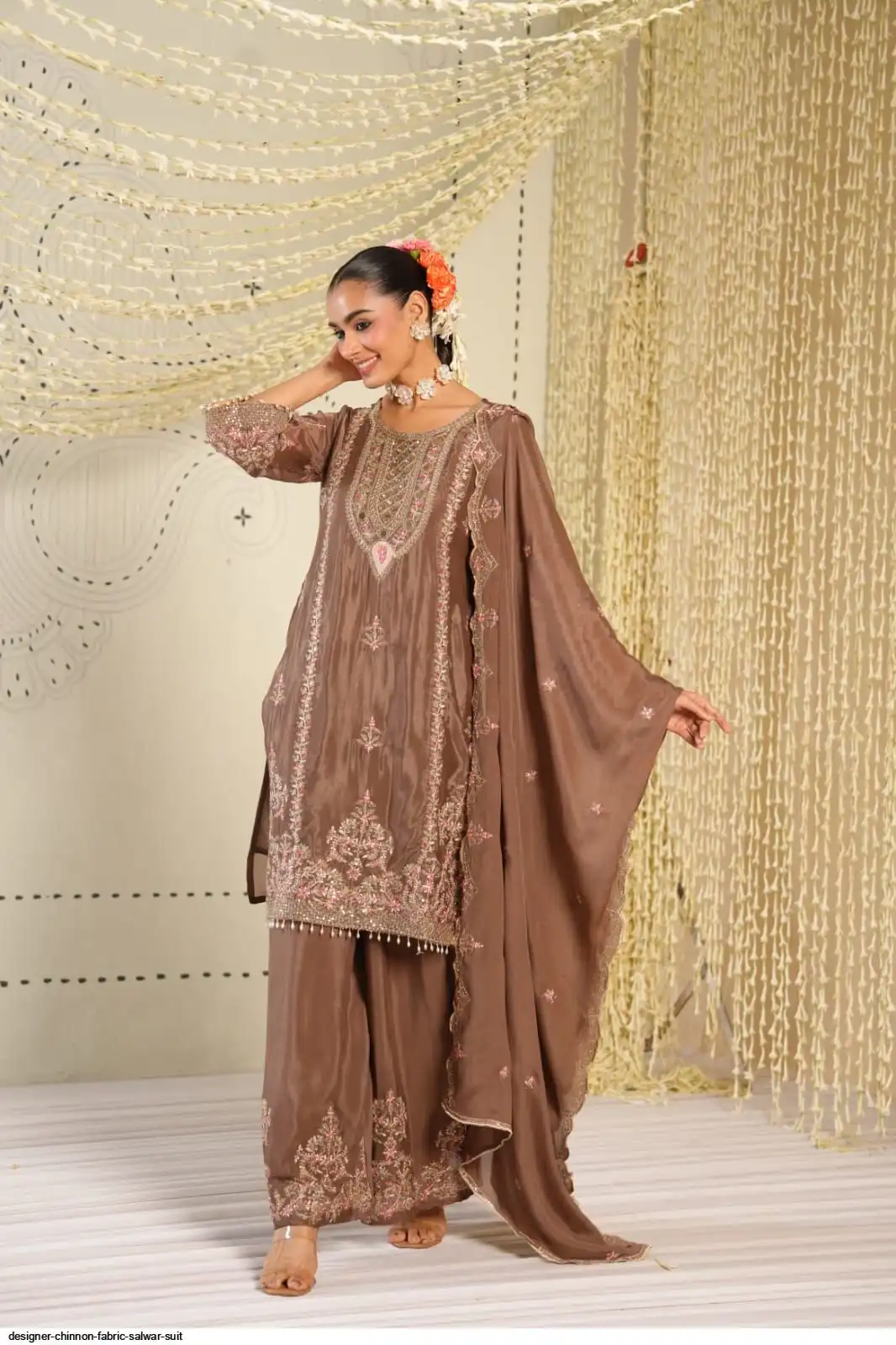DESIGNER CHINNON FABRIC SALWAR SUIT C