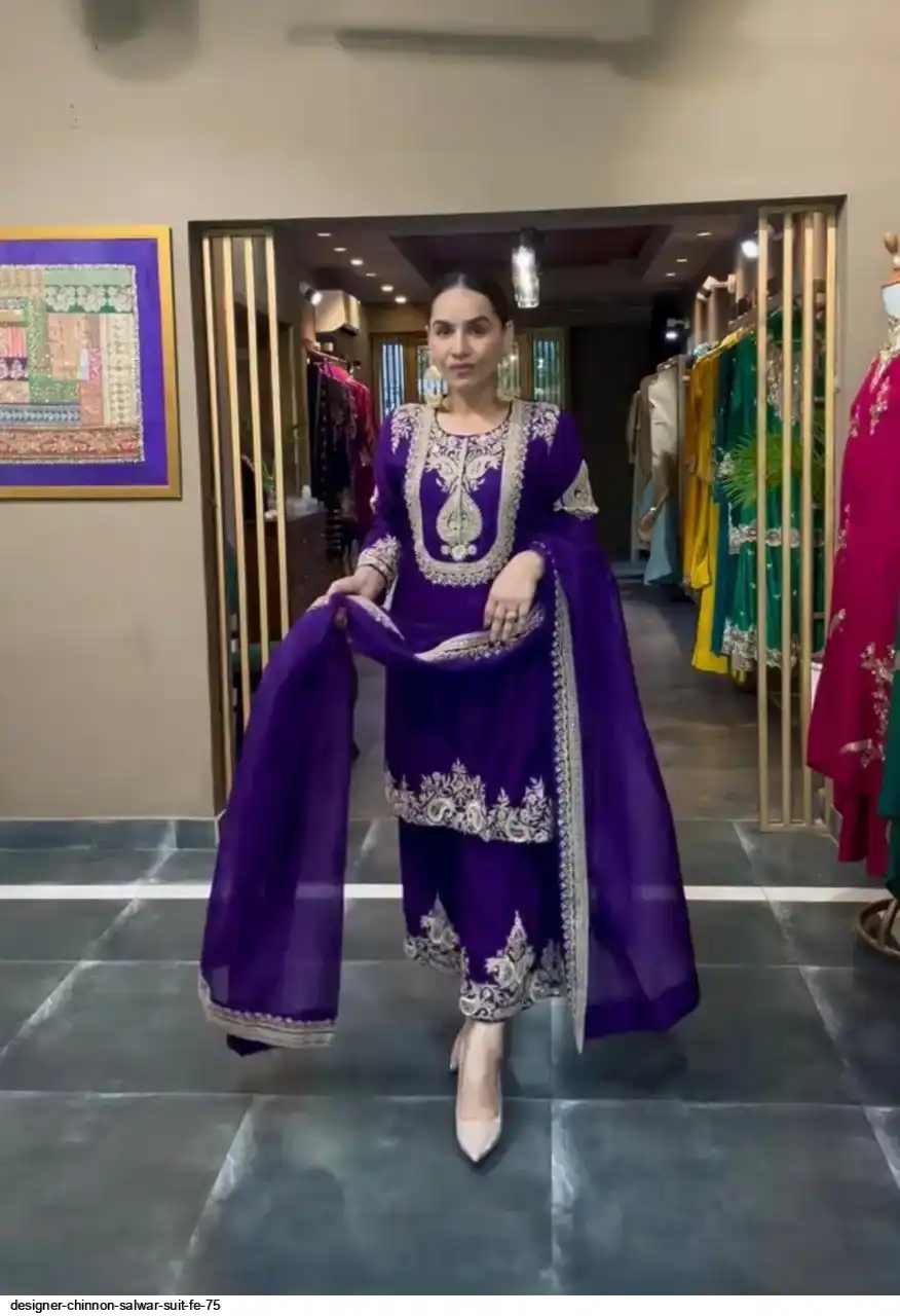 DESIGNER CHINNON SALWAR SUIT FE 75 D