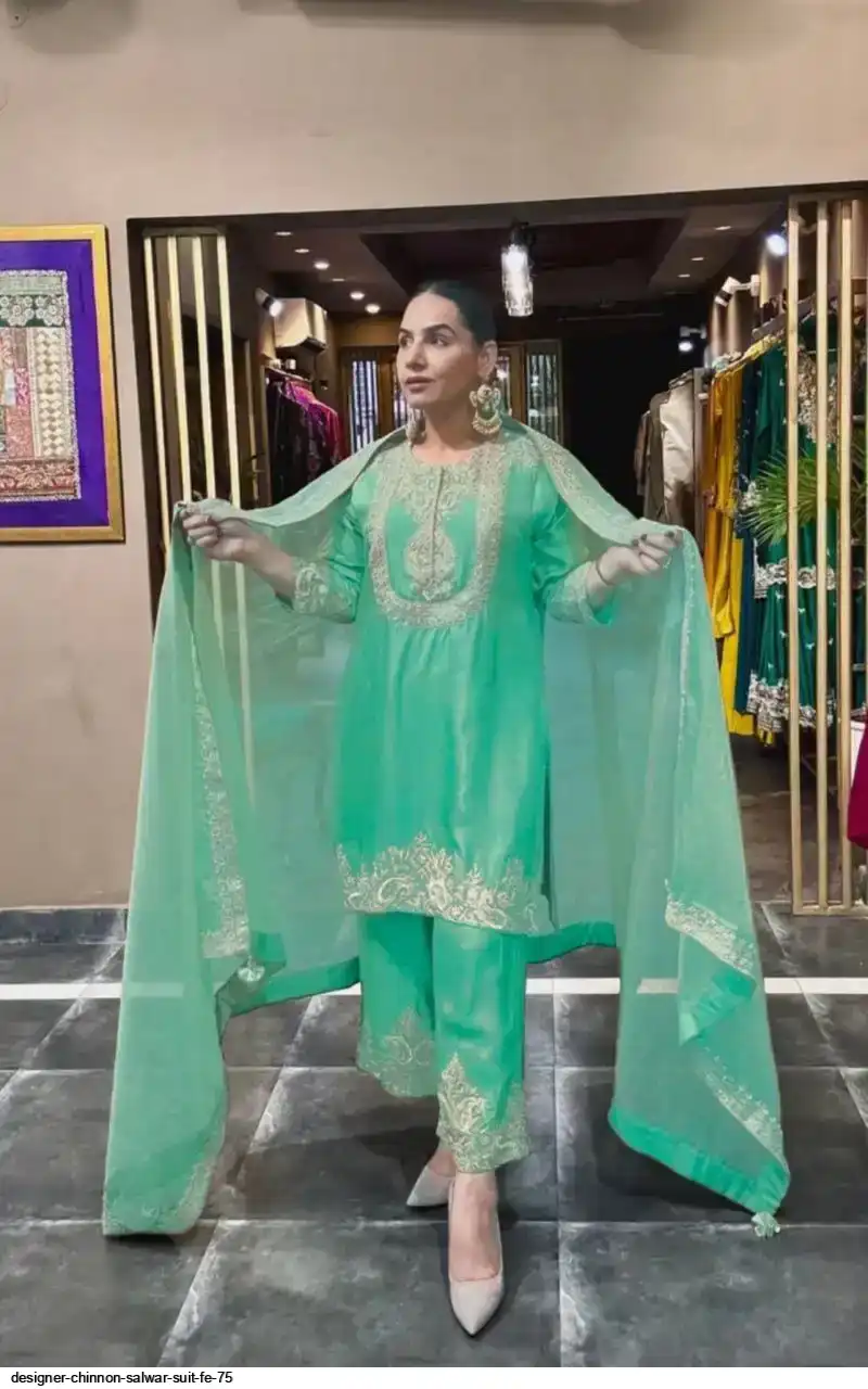 DESIGNER CHINNON SALWAR SUIT FE 75 A