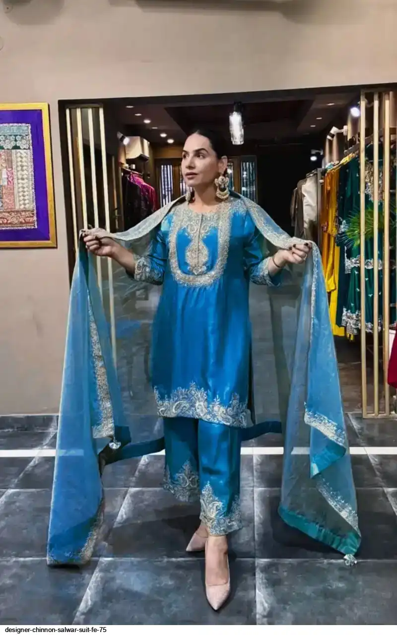 DESIGNER CHINNON SALWAR SUIT FE 75 B