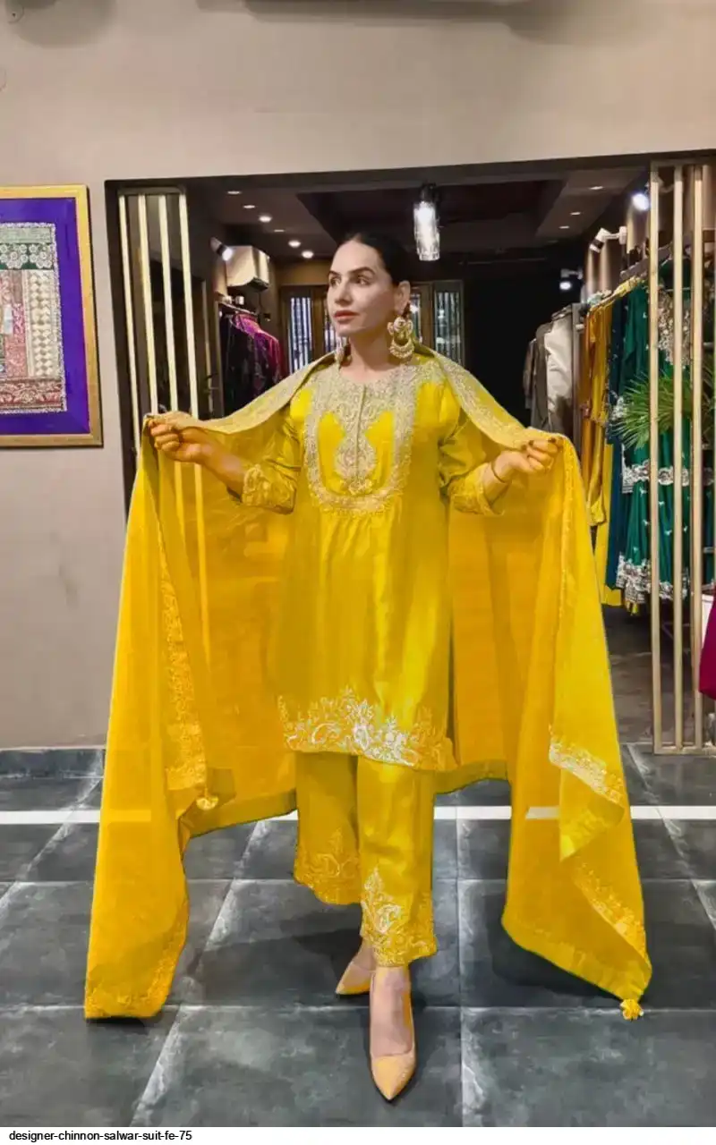 DESIGNER CHINNON SALWAR SUIT FE 75 E