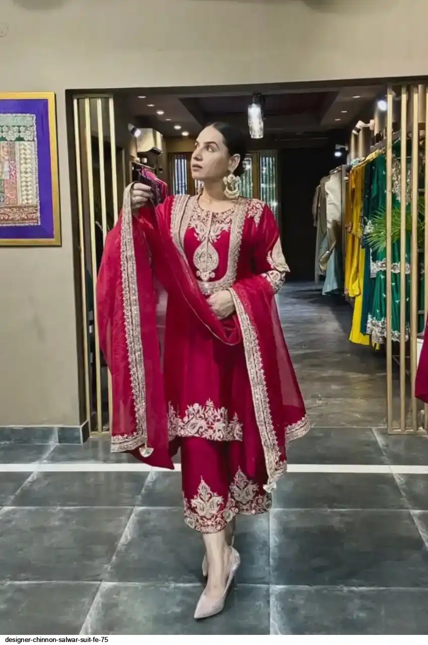 DESIGNER CHINNON SALWAR SUIT FE 75 F