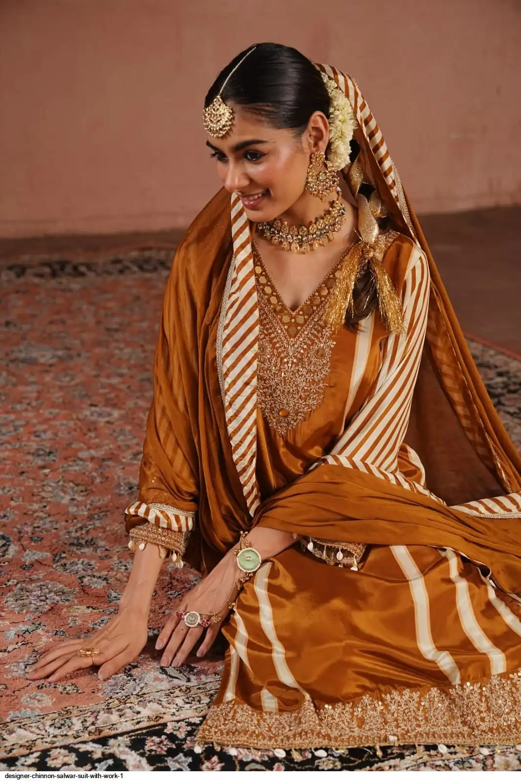 DESIGNER CHINNON SALWAR SUIT WITH WORK 1 C