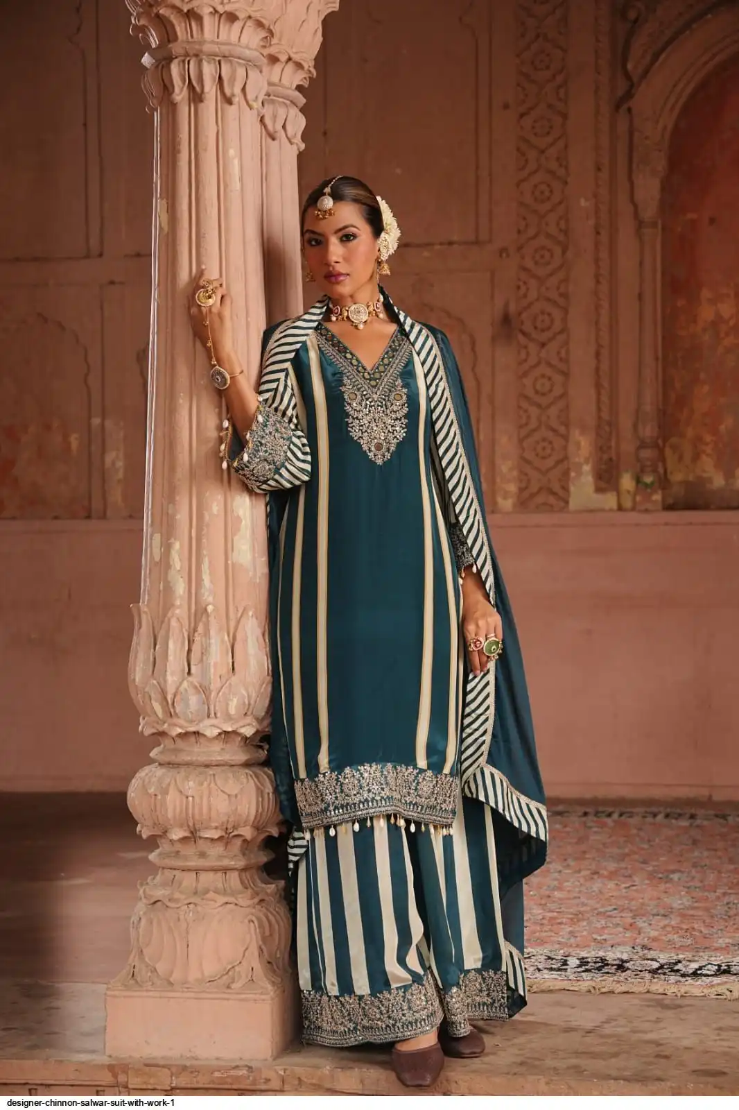 DESIGNER CHINNON SALWAR SUIT WITH WORK 1 B