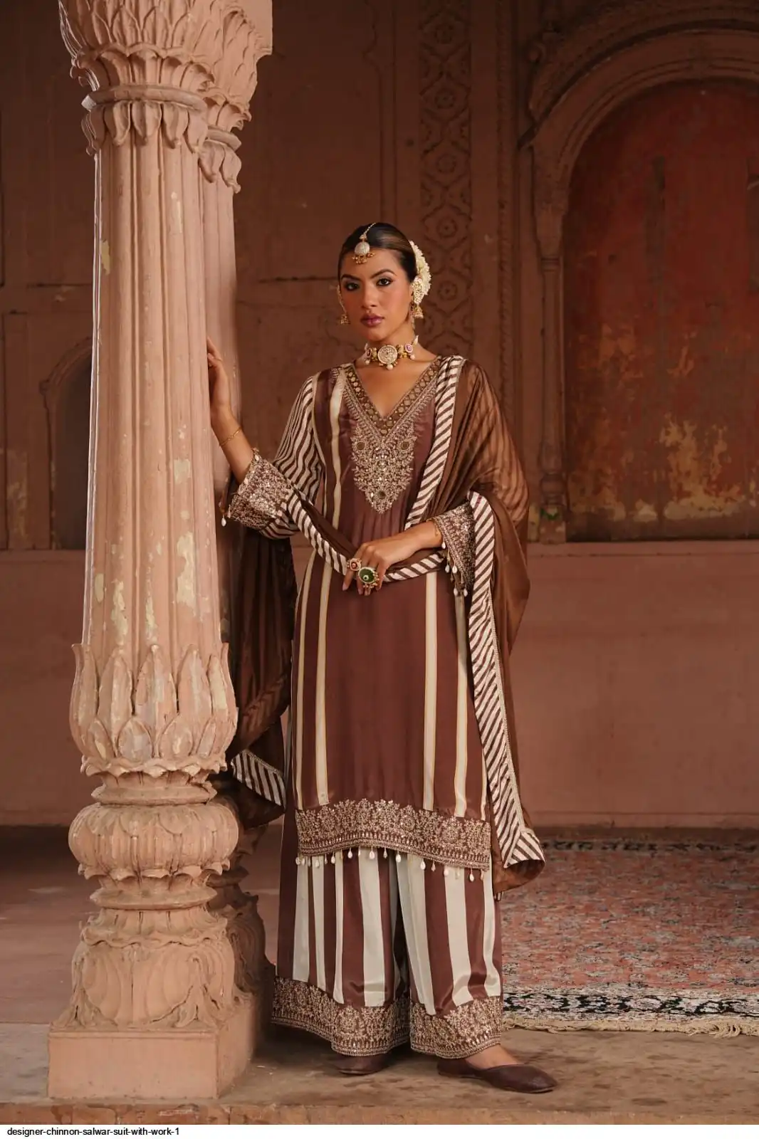DESIGNER CHINNON SALWAR SUIT WITH WORK 1 A