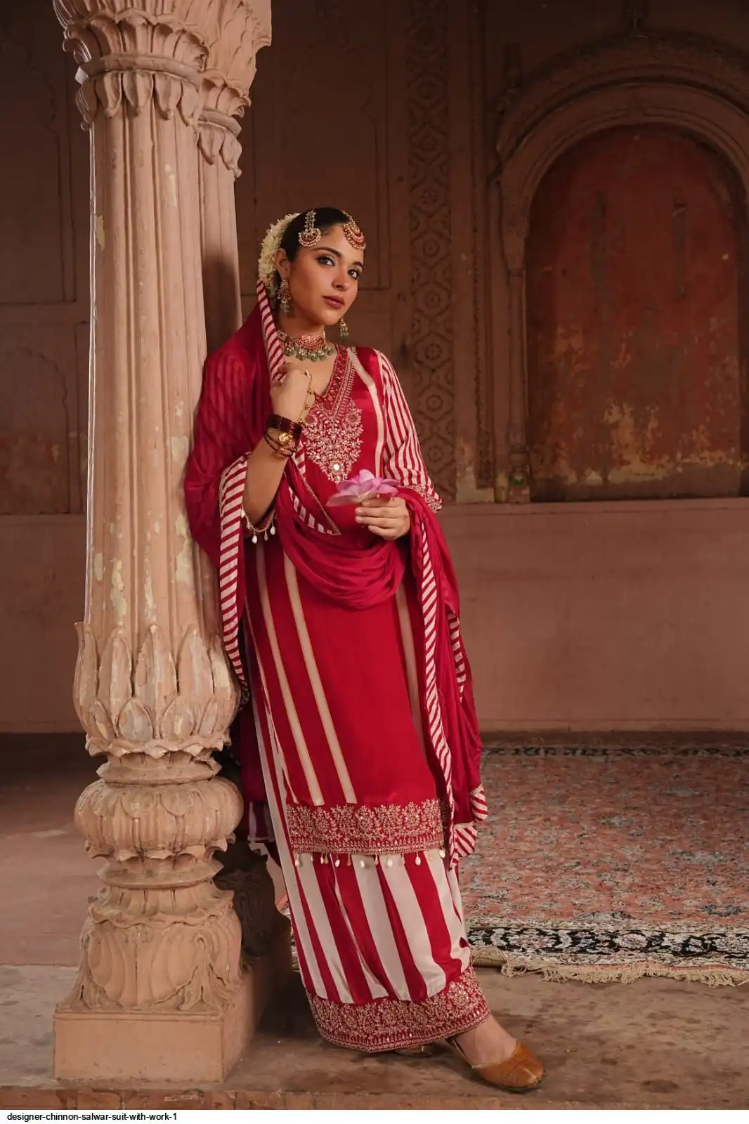 DESIGNER CHINNON SALWAR SUIT WITH WORK 1 D