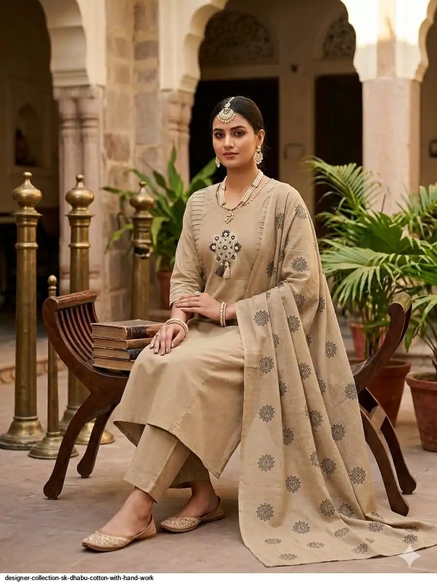 DESIGNER COLLECTION SK DHABU COTTON WITH HAND WORK 2