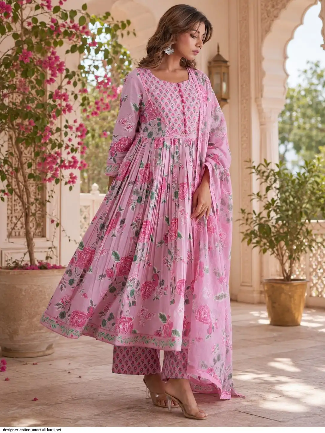 DESIGNER COTTON ANARKALI KURTI SET B