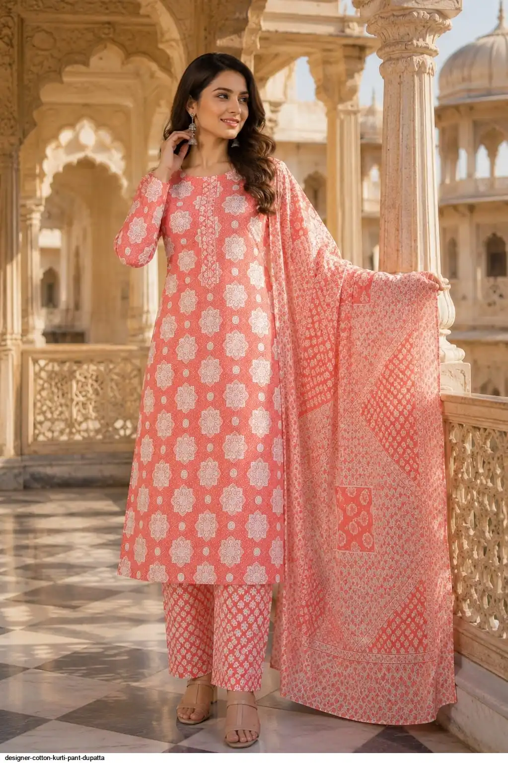 DESIGNER COTTON KURTI PANT DUPATTA 11