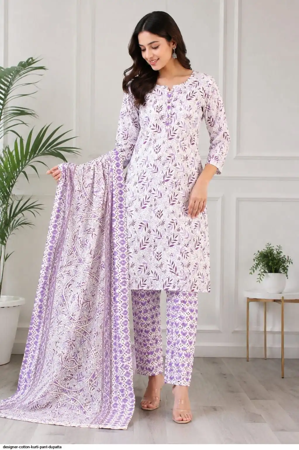 DESIGNER COTTON KURTI PANT DUPATTA 13