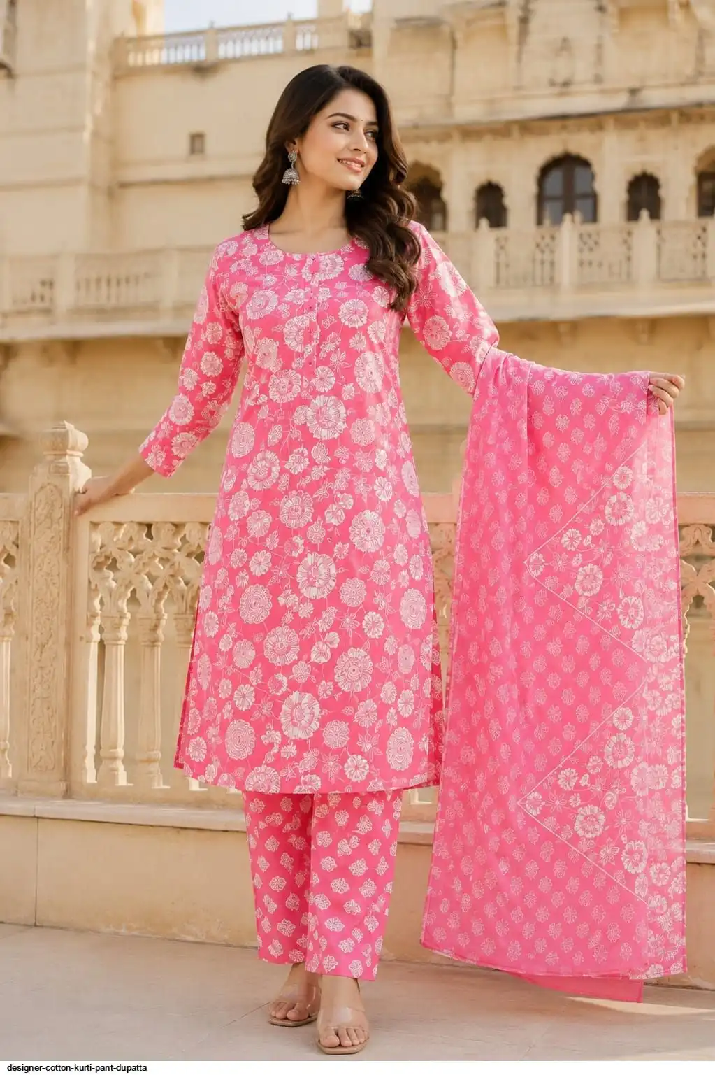 DESIGNER COTTON KURTI PANT DUPATTA 16
