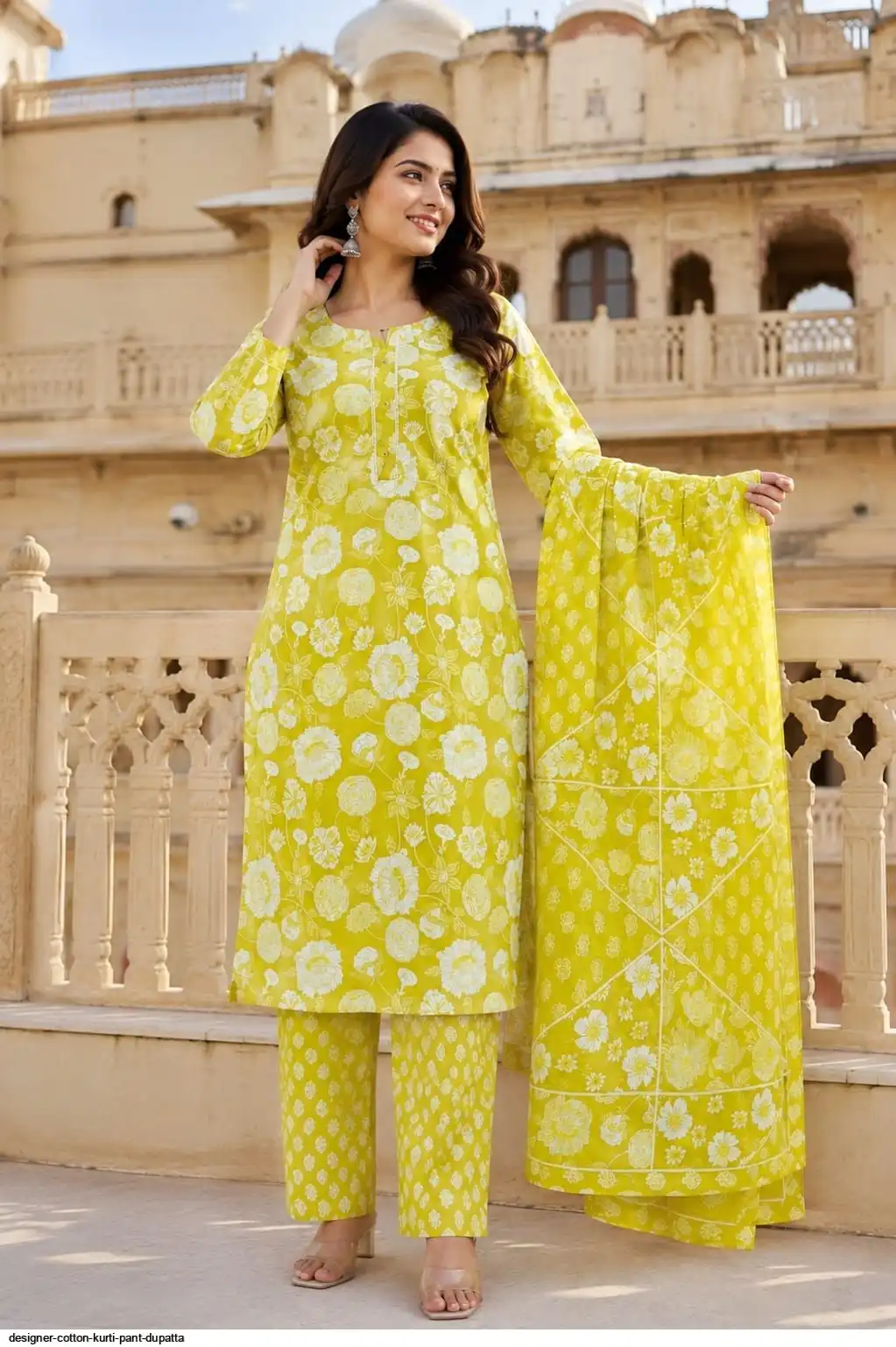 DESIGNER COTTON KURTI PANT DUPATTA 19