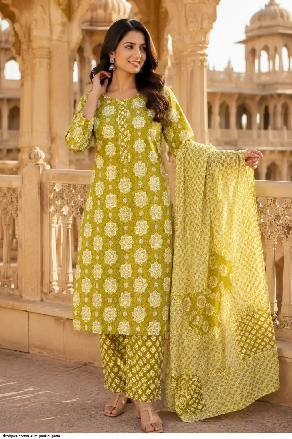 DESIGNER COTTON KURTI PANT DUPATTA 18