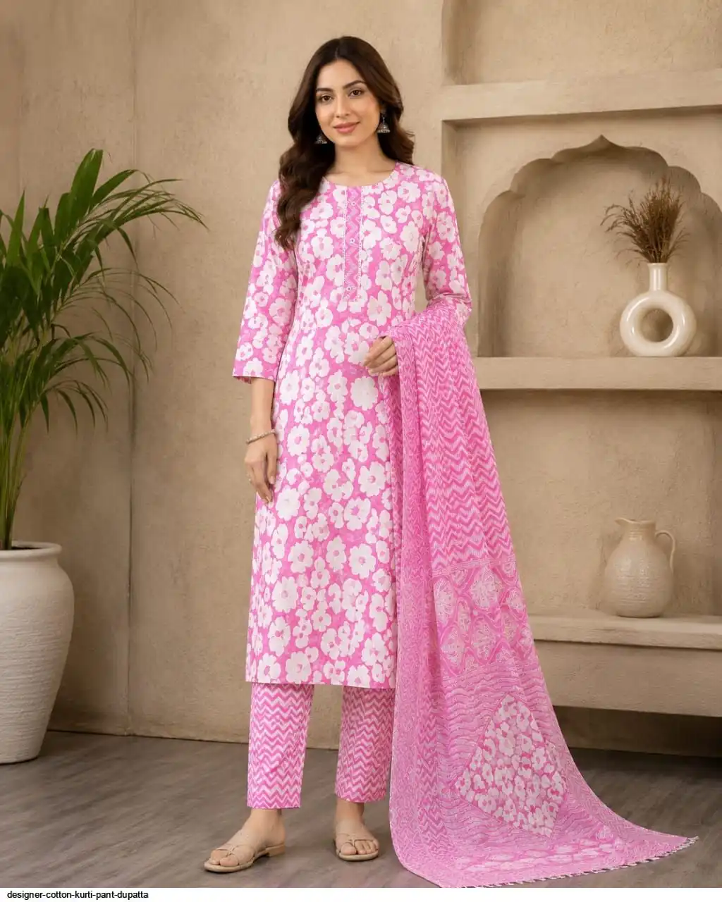 DESIGNER COTTON KURTI PANT DUPATTA 20