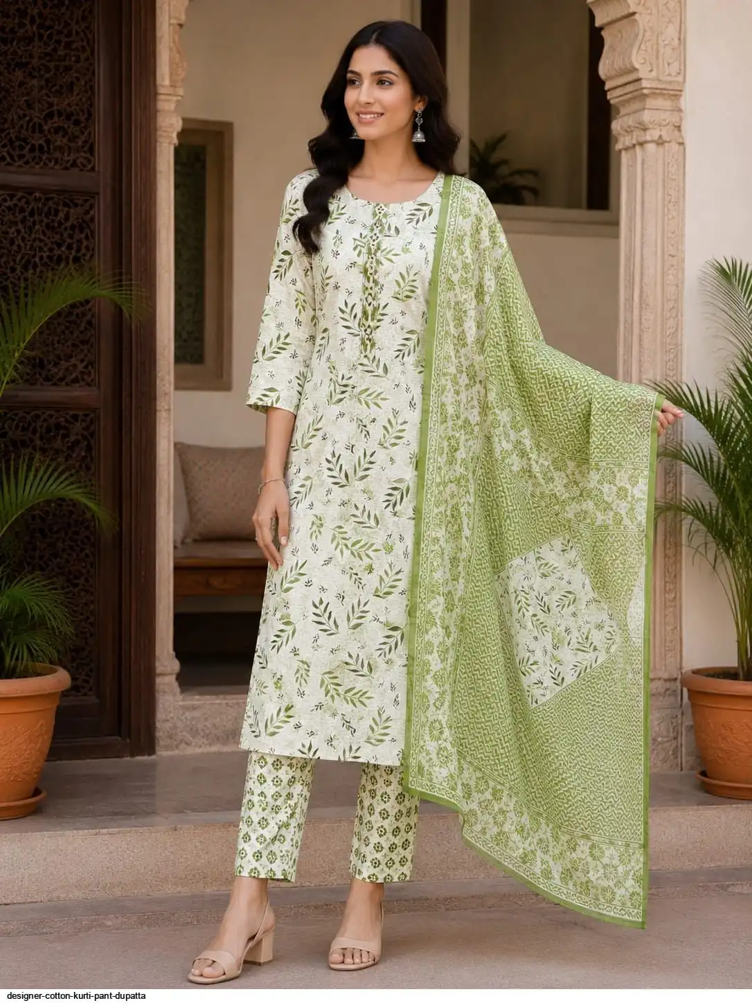DESIGNER COTTON KURTI PANT DUPATTA 24