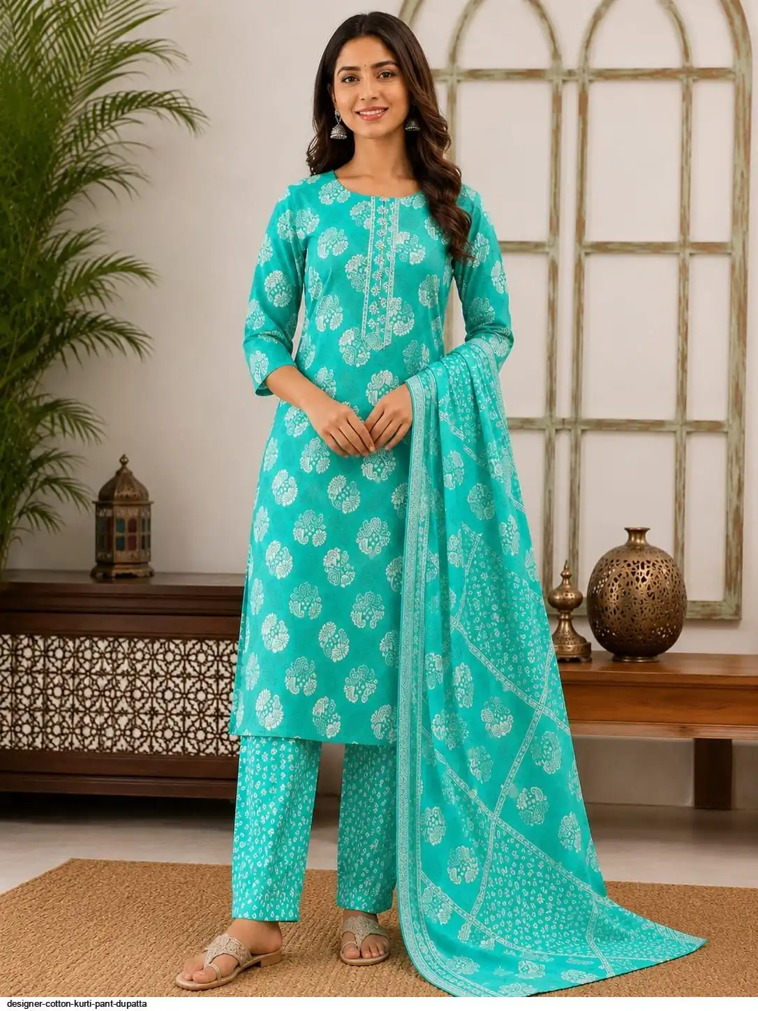 DESIGNER COTTON KURTI PANT DUPATTA 26