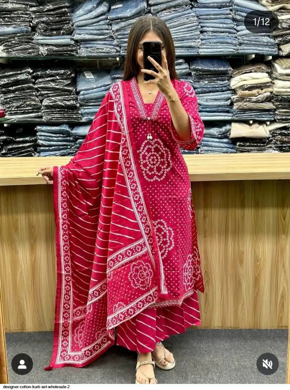 DESIGNER COTTON KURTI SET WHOLESALE 2 A