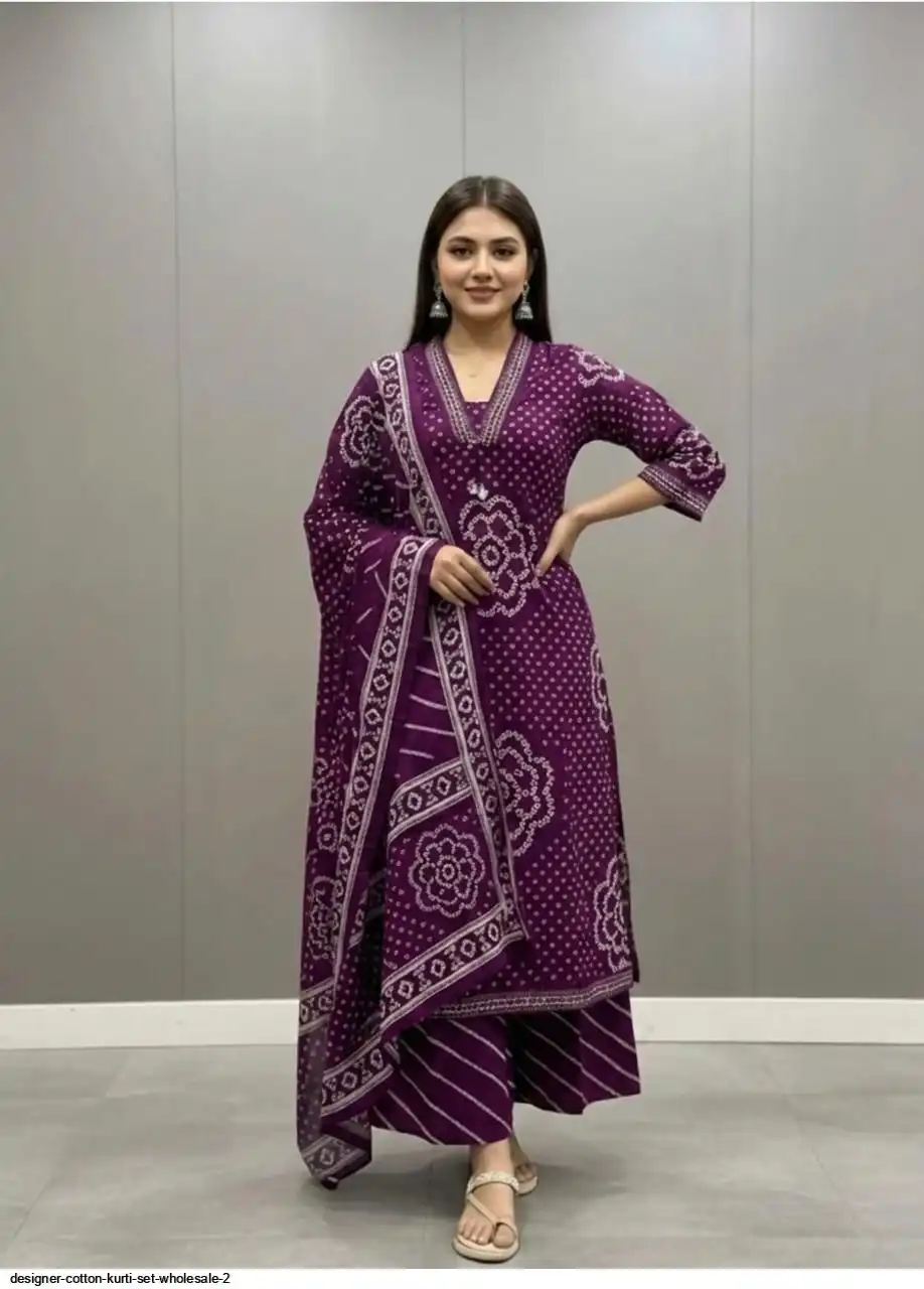 DESIGNER COTTON KURTI SET WHOLESALE 2 D