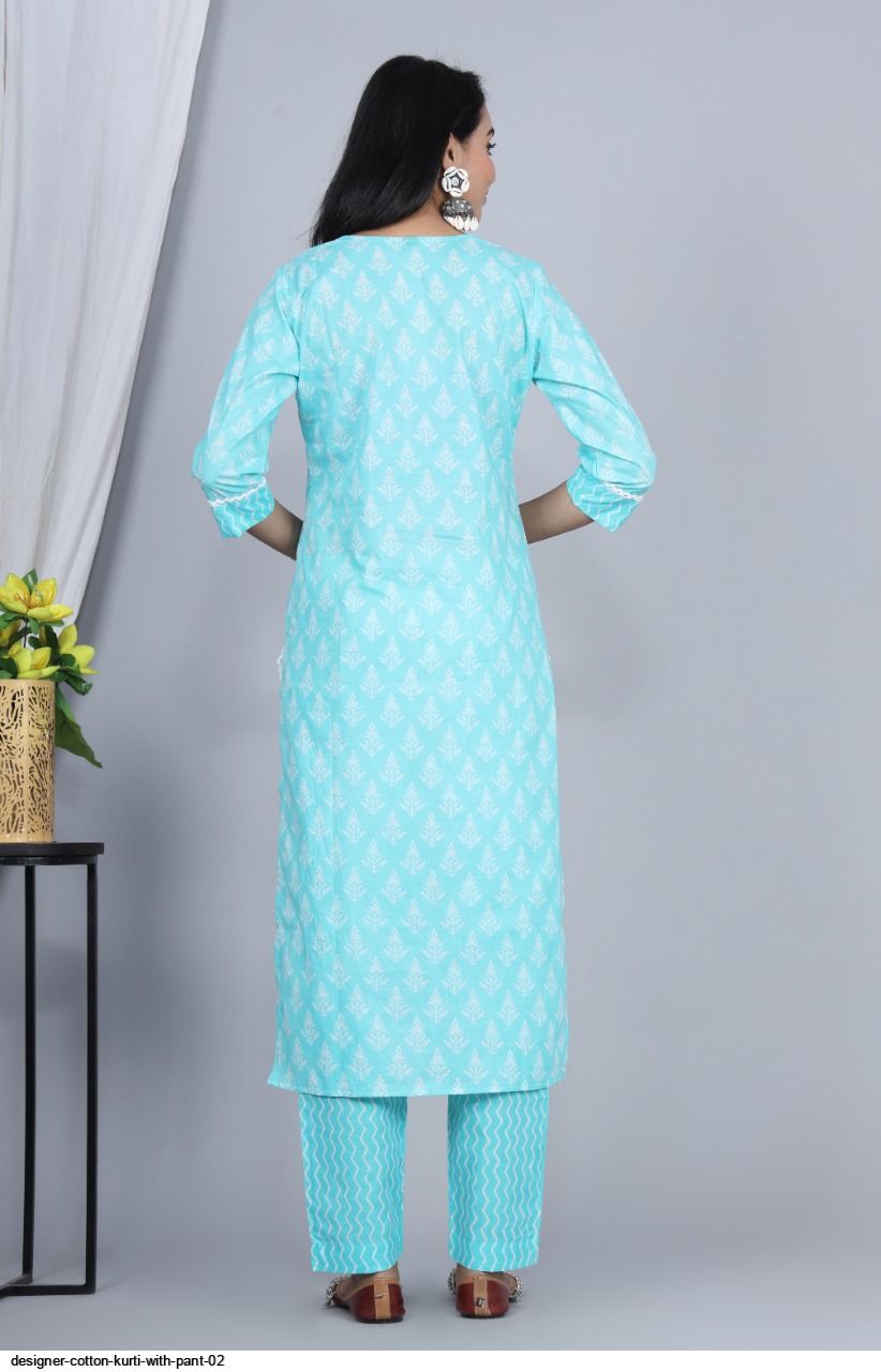 DESIGNER COTTON KURTI WITH PANT 02