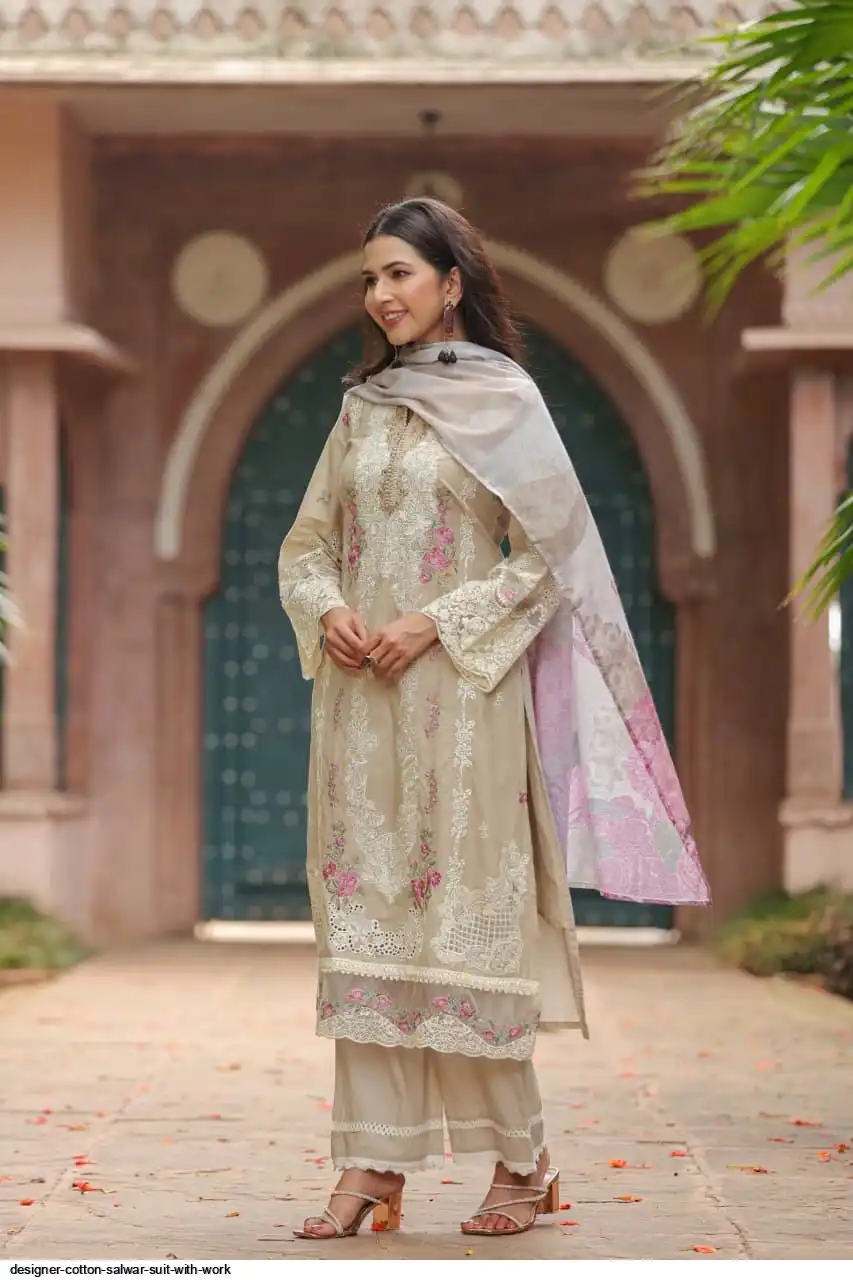 DESIGNER COTTON SALWAR SUIT WITH WORK C