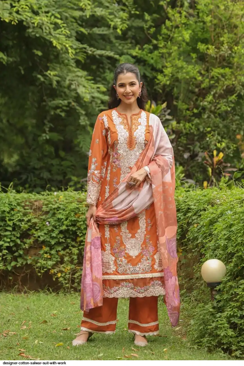 DESIGNER COTTON SALWAR SUIT WITH WORK B