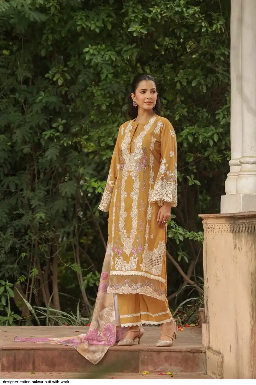 DESIGNER COTTON SALWAR SUIT WITH WORK A