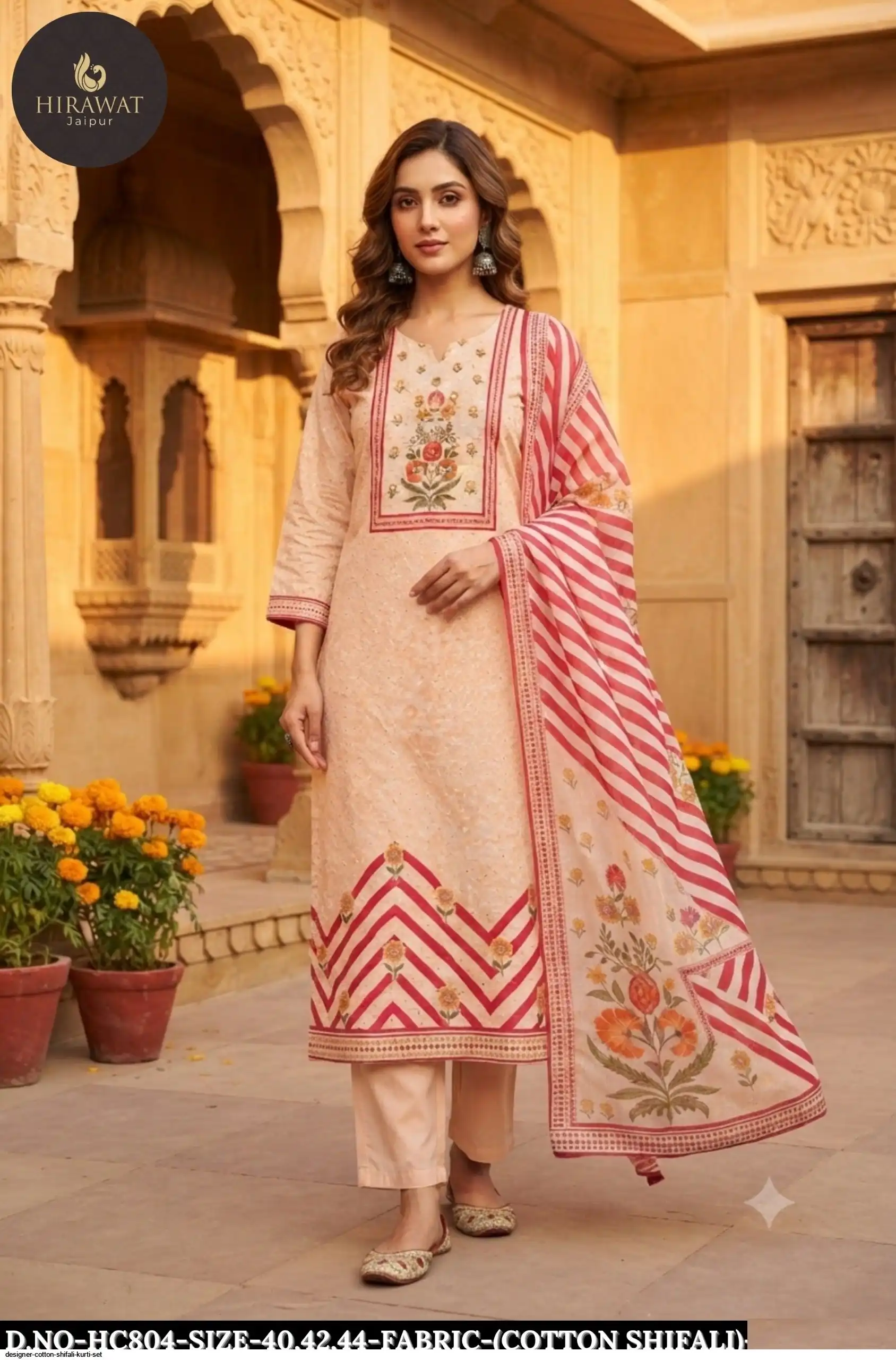 DESIGNER COTTON SHIFALI KURTI SET HC804