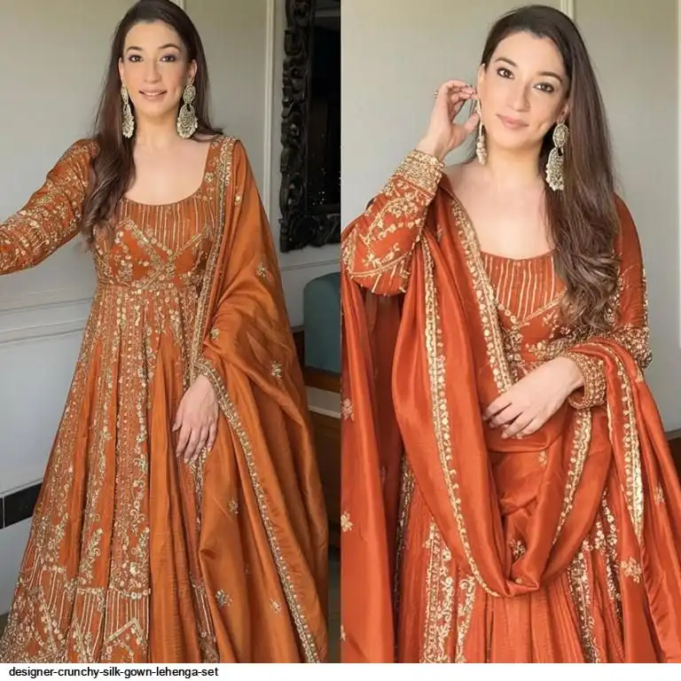 DESIGNER CRUNCHY SILK GOWN LEHENGA SET I