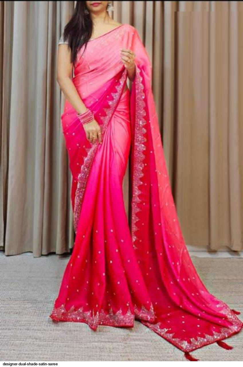 Satin Magenta Party Wear Saree | Modern saree, Saree designs, Elegant saree