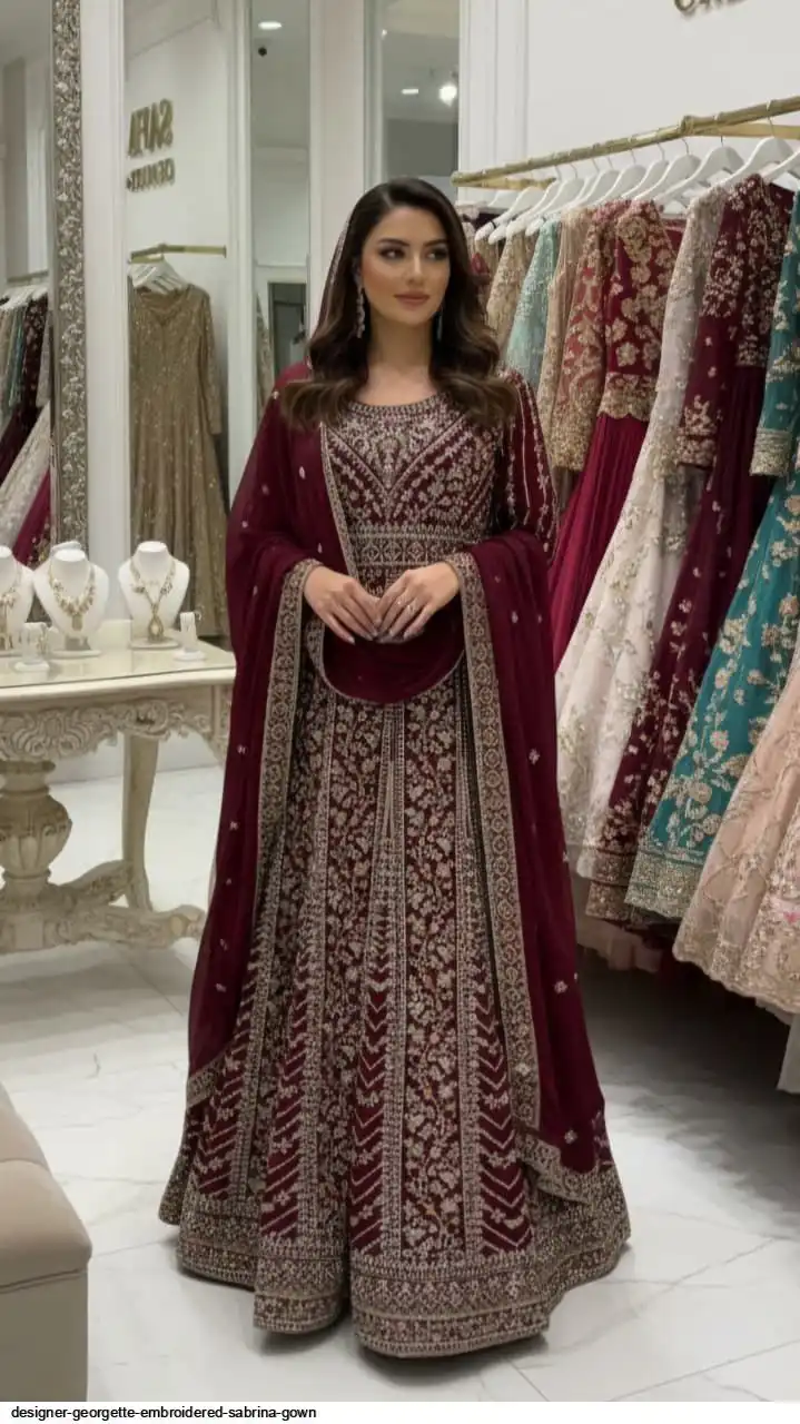 DESIGNER GEORGETTE EMBROIDERED SABRINA GOWN B