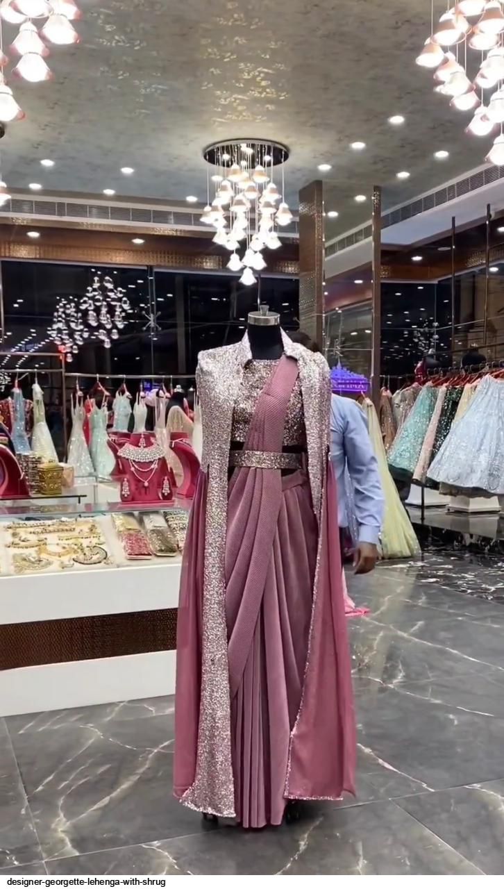 Buy Designer Party Wear Shrug Style Georgette Lehenga Choli for Women,  Indian Bridesmaid Embroidered Ghagra Choli With Koti Online in India - Etsy