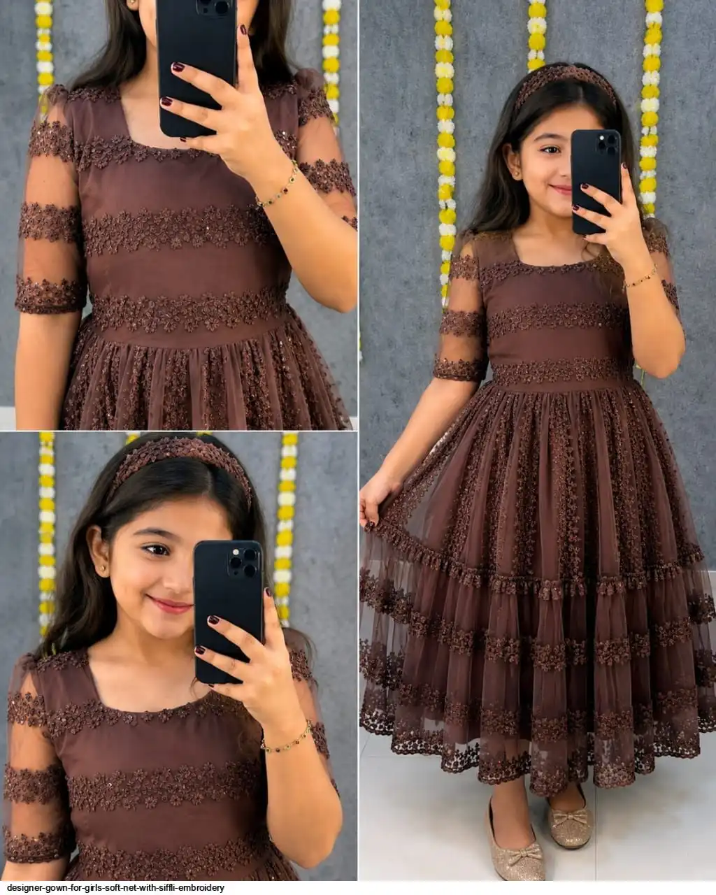 DESIGNER GOWN FOR GIRLS SOFT NET WITH SIFFLI EMBROIDERY 2