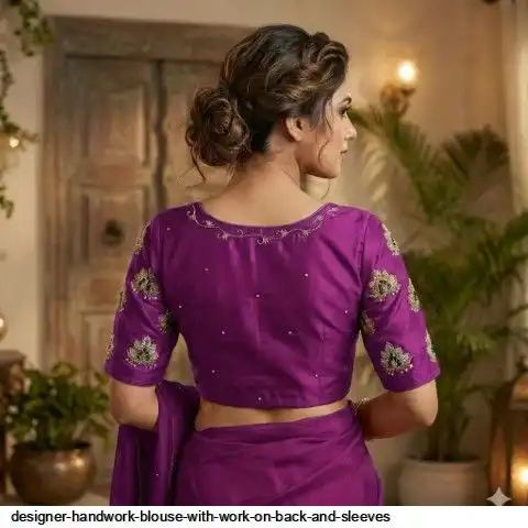 DESIGNER HANDWORK BLOUSE WITH WORK ON BACK AND SLEEVES A