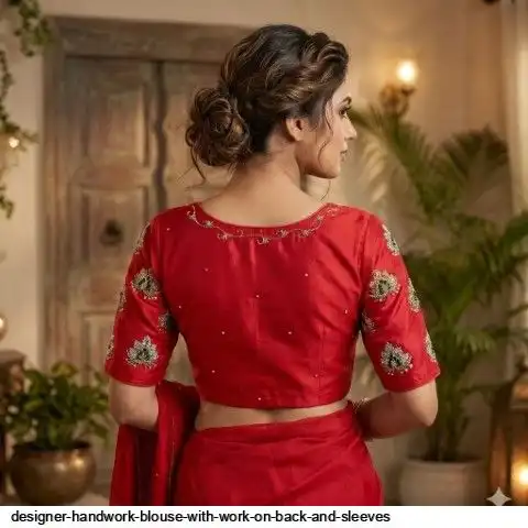 DESIGNER HANDWORK BLOUSE WITH WORK ON BACK AND SLEEVES D