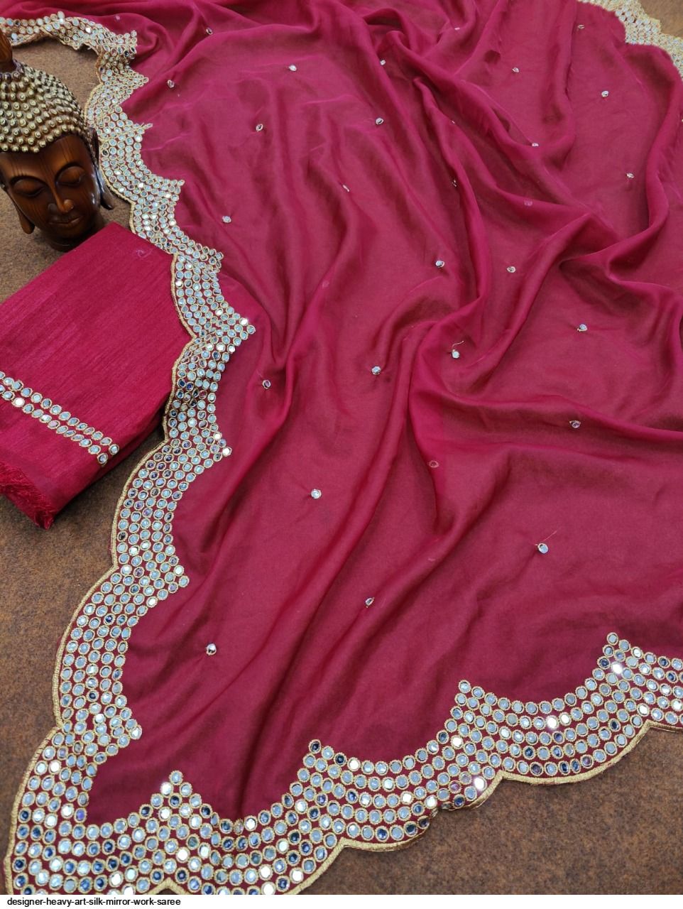 DESIGNER HEAVY ART SILK MIRROR WORK SAREE