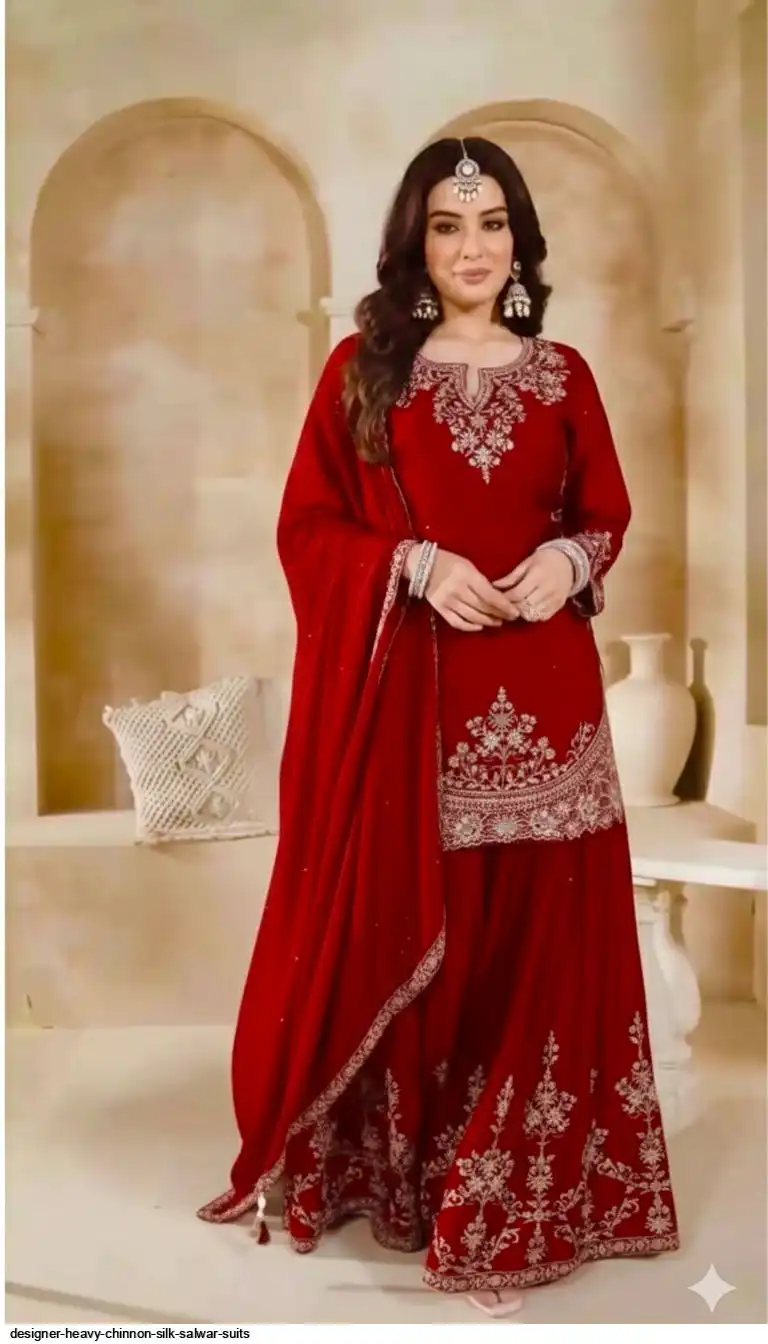 DESIGNER HEAVY CHINNON SILK SALWAR SUITS 1