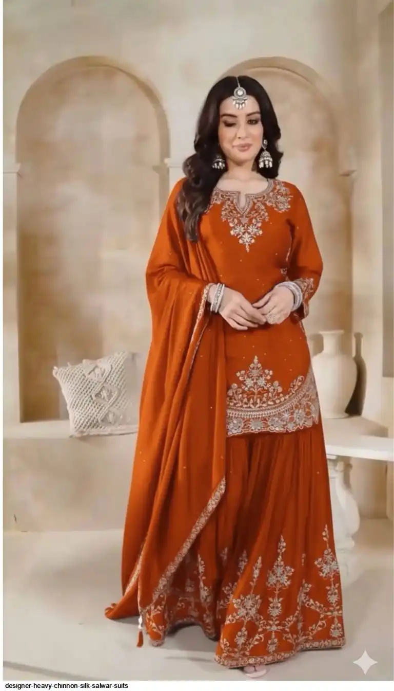 DESIGNER HEAVY CHINNON SILK SALWAR SUITS 4
