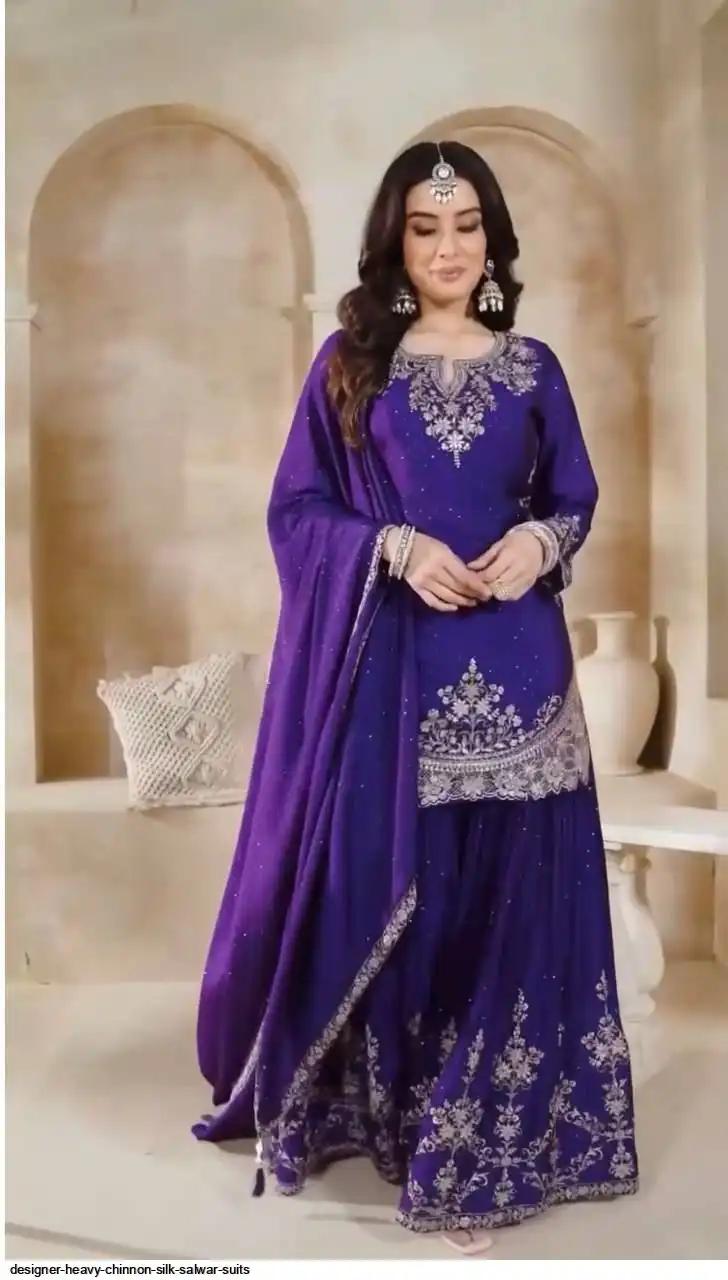 DESIGNER HEAVY CHINNON SILK SALWAR SUITS 6