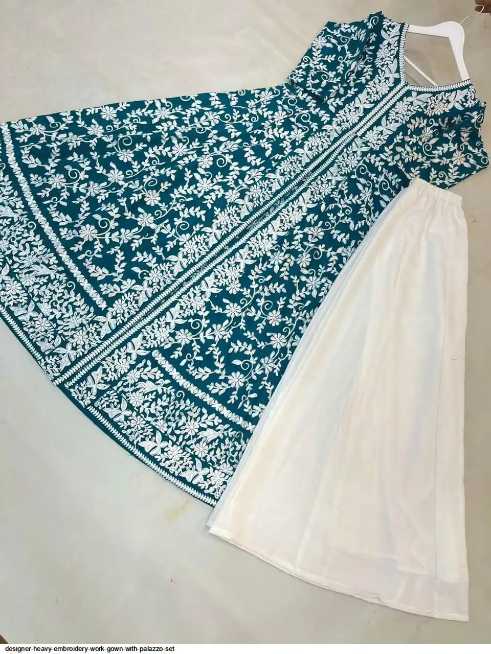 DESIGNER HEAVY EMBROIDERY WORK GOWN WITH PALAZZO SET 2