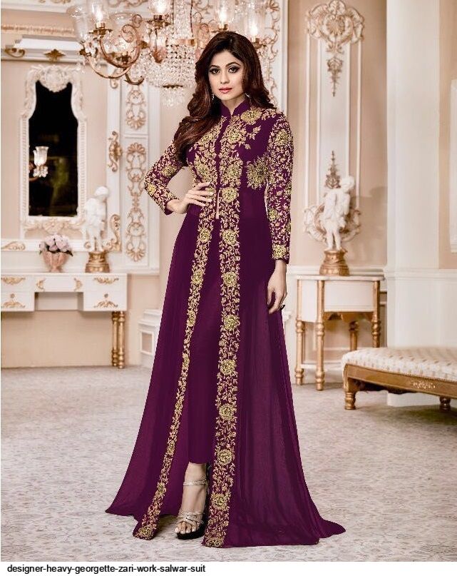 Black Silver Heavy Embroidered Designer Work Gown - Indian Heavy Anarkali  Lehenga Gowns Sharara Sarees Pakistani Dresses in USA/UK/Canada/UAE -  IndiaBoulevard